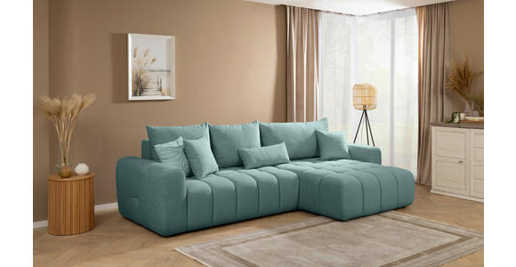 ECKSOFA Petrol Velours  - Petrol/Schwarz, KONVENTIONELL, Kunststoff/Textil (298/168cm) - Carryhome