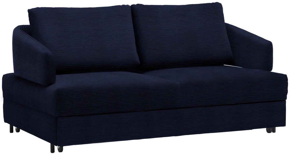 SCHLAFSOFA in Textil Dunkelblau  - Schwarz/Dunkelblau, Design, Textil/Metall (172/76-89/112-120cm) - Bali