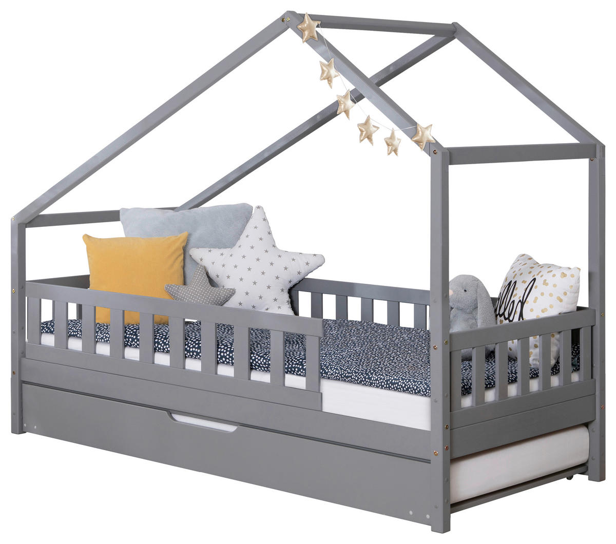 HAUSBETT 90/200 cm Hellgrau  - Hellgrau/Naturfarben, Modern, Holz (90/200cm) - MID.YOU