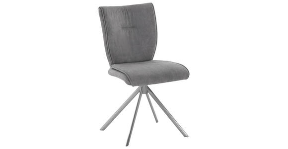 STUHL  Stoffauswahl, Typenauswahl Lederlook, Velours, Mikrofaser  - Edelstahlfarben/Grau, Design, Textil/Metall (50/89/61cm) - Dieter Knoll