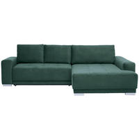 ECKSOFA inkl. Funktionen Dunkelgrün Flachgewebe  - Dunkelgrün/Silberfarben, Design, Holz/Textil (293/195cm) - Cantus