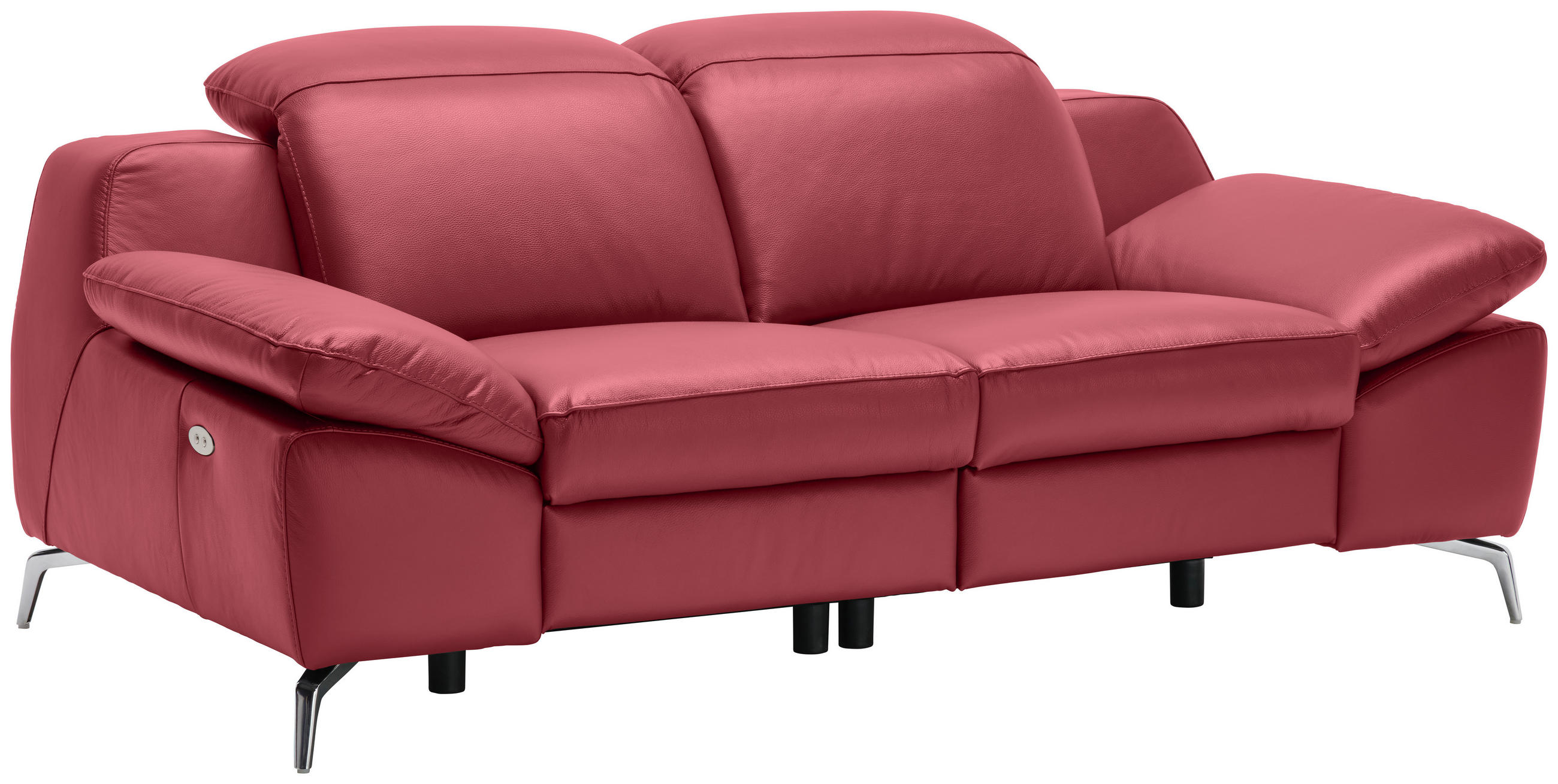 2-SITZER-SOFA Rot Echtleder  - Chromfarben/Rot, Design, Leder/Kunststoff (194/83-99/110cm) - Celina Home