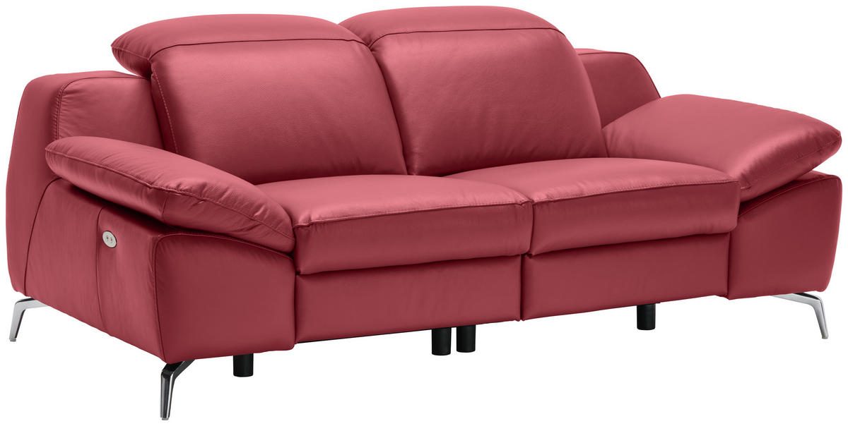 KÉTÜLÉSES KANAPÉ bőr piros  - krómszínű/fekete, Design, műanyag/bőr (194/83-99/110cm) - Celina Home