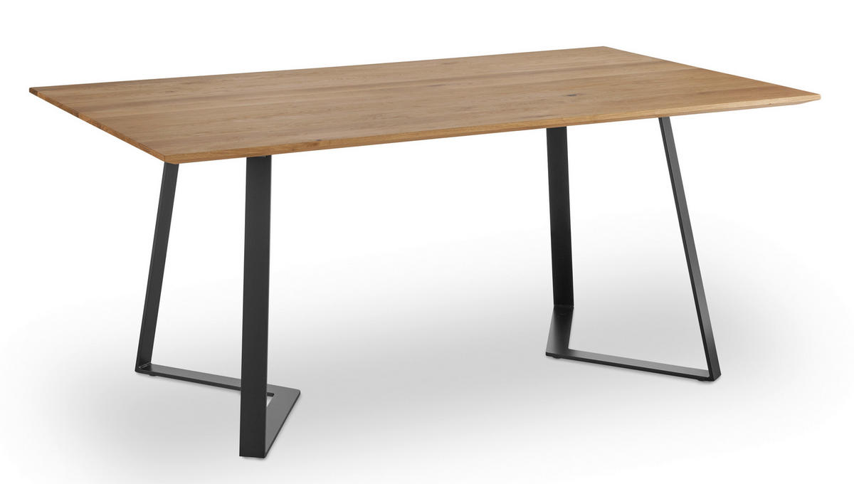 ESSTISCH Eiche massiv rechteckig Eichefarben  - Eichefarben/Schwarz, Design, Holz/Metall (200/100/76cm) - Musterring