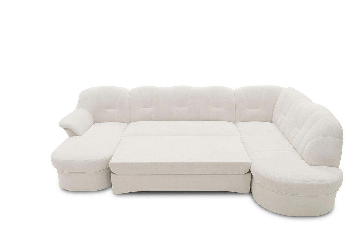 WOHNLANDSCHAFT FLORES FK Creme Mikrofaser  - Creme/Schwarz, KONVENTIONELL, Kunststoff/Textil (293/84/182cm) - MID.YOU