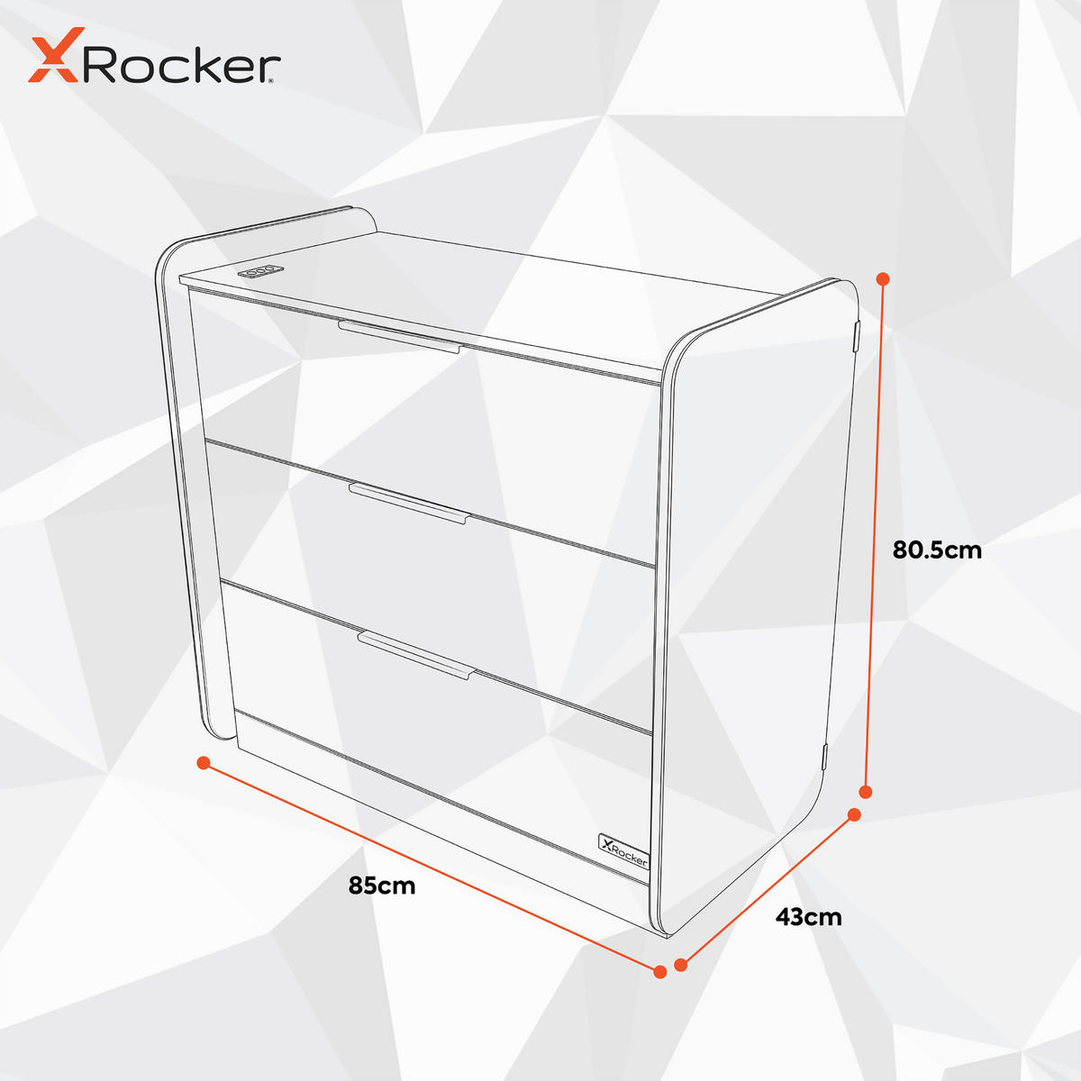 KOMMODE X Rocker Electra  in 85/80,5/43 cm  - Grau Hochglanz/Schwarz, MODERN, Holzwerkstoff/Metall (85/80,5/43cm) - X Rocker