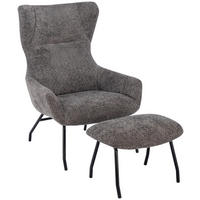 RELAXSESSELSET Bouclé    - Dunkelgrau/Schwarz, Design, Textil/Metall (79,5/108/80cm) - Carryhome