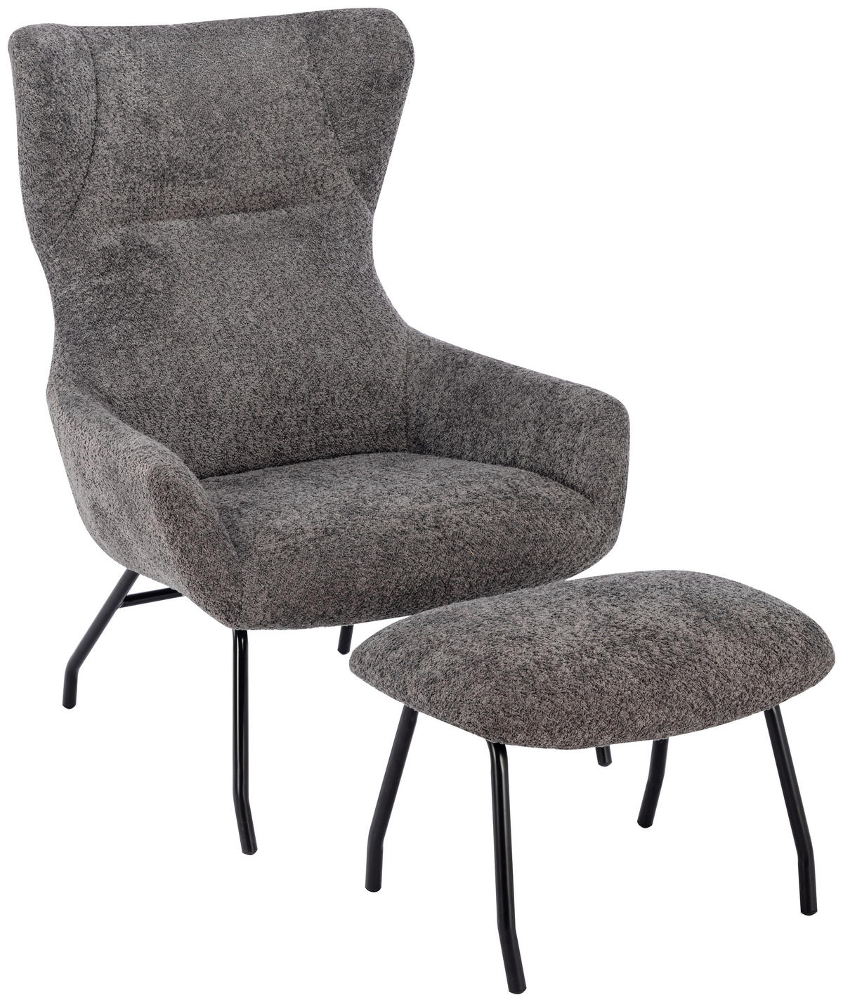 RELAXSESSELSET Bouclé    - Dunkelgrau/Schwarz, Design, Textil/Metall (79,5/108/80cm) - Carryhome