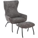 RELAXSESSELSET Bouclé    - Dunkelgrau/Schwarz, Design, Textil/Metall (79,5/108/80cm) - Carryhome