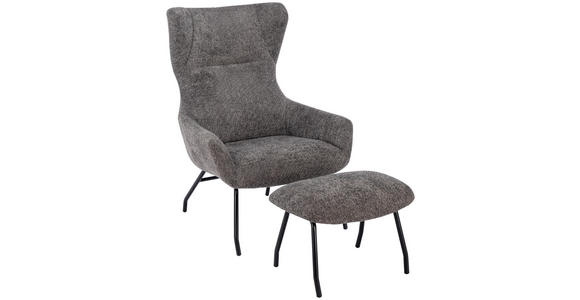 RELAXSESSELSET Bouclé    - Dunkelgrau/Schwarz, Design, Textil/Metall (79,5/108/80cm) - Carryhome