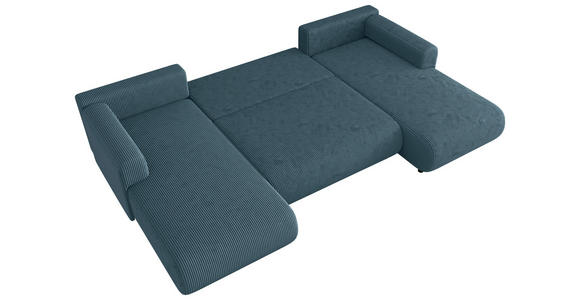 Wohnlandschaft inkl. Funktion Türkis Cord  - Türkis/Schwarz, KONVENTIONELL, Textil (200/360/200cm) - Xora