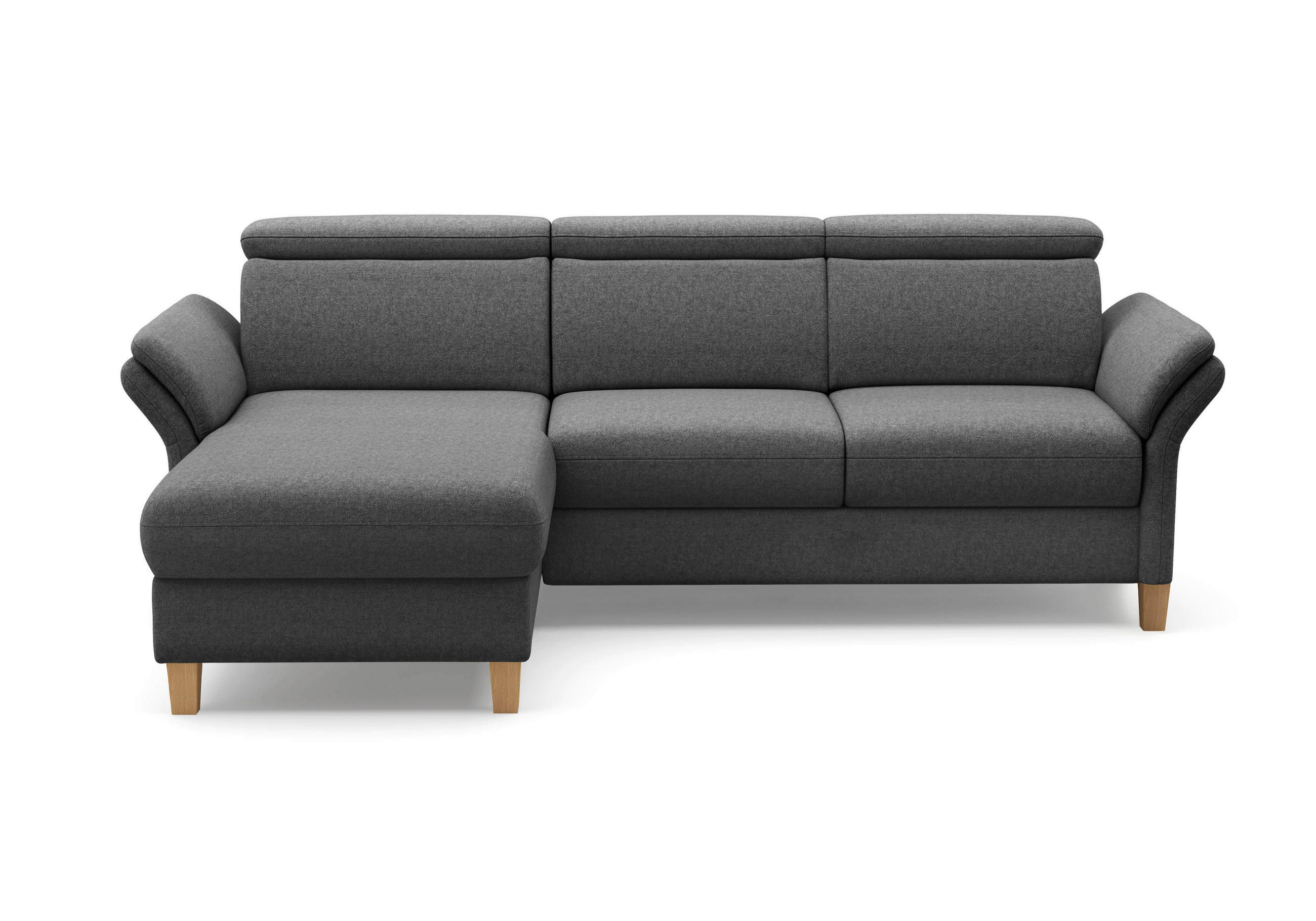 ECKSOFA GLENDALE E Dunkelgrau Flachgewebe  - Eichefarben/Dunkelgrau, KONVENTIONELL, Holz/Textil (166/253cm) - Sit & More