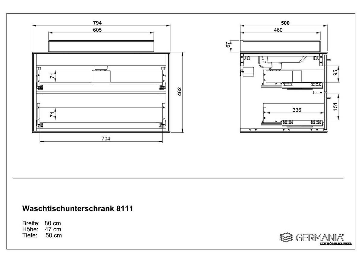 WASCHTISCHKOMBI  - Kaschmir/Weiß, MODERN, Keramik/Holzwerkstoff (80/47/50cm) - Xora