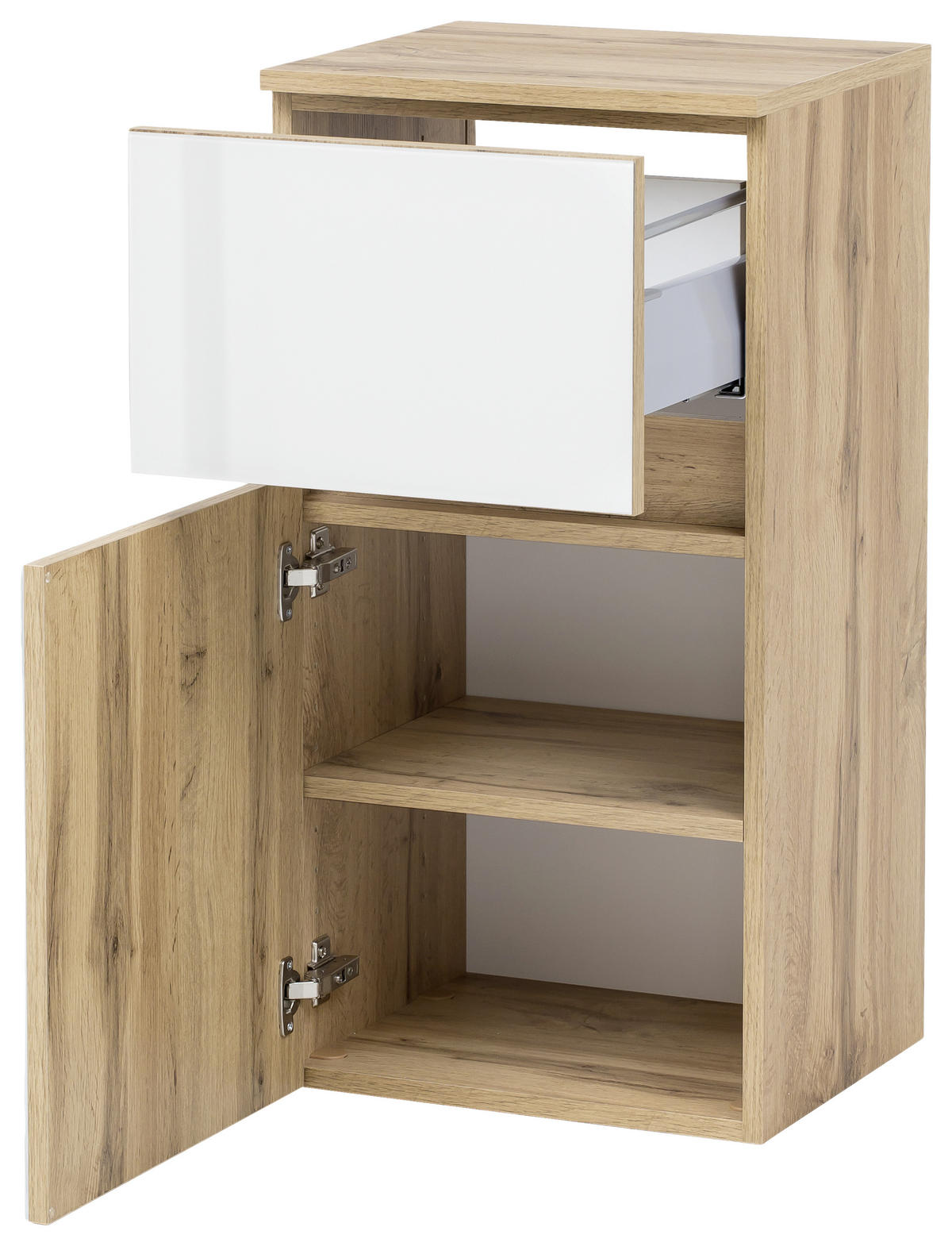 UNTERSCHRANK in   - Weiss/Eichefarben, Konventionell, Glas/Holzwerkstoff (40/79/35cm) - Held