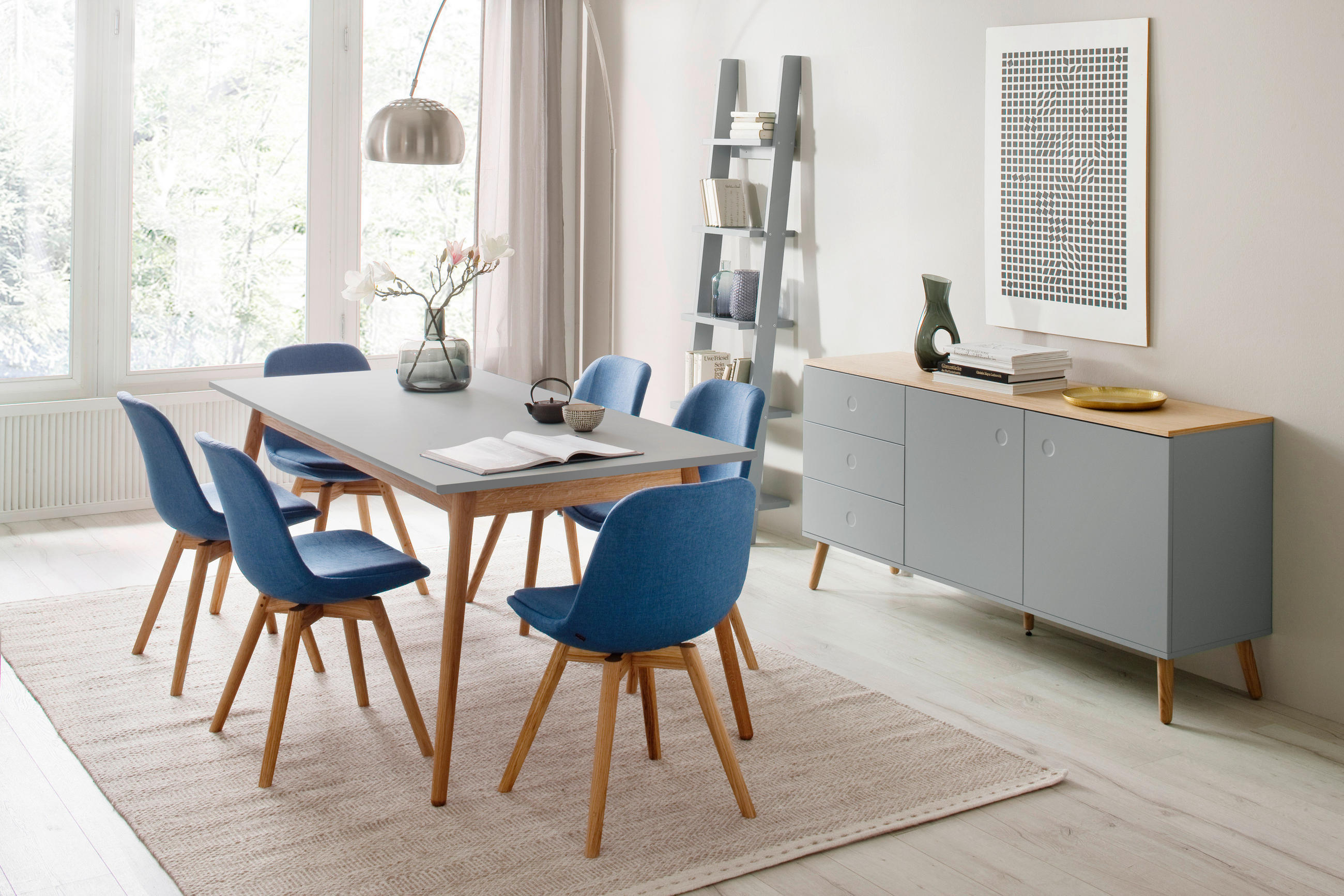 SIDEBOARD Grau, Eichefarben Einlegeböden  - Eichefarben/Grau, Design, Holzwerkstoff (162/79/43cm)