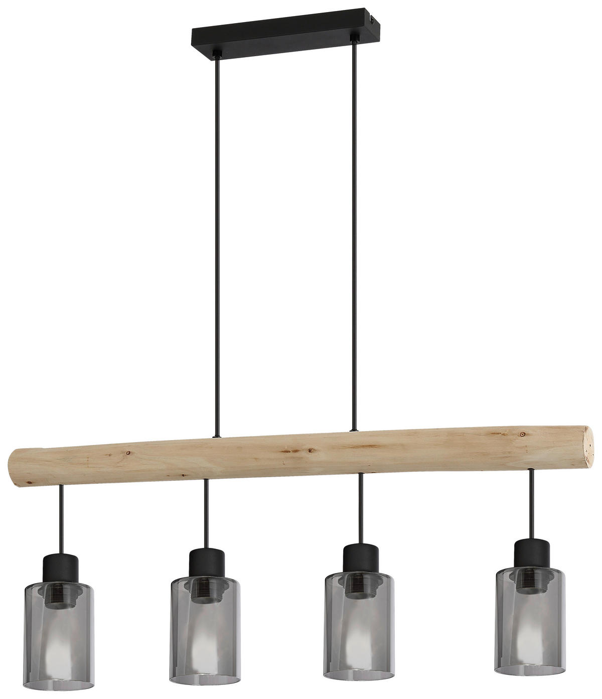 ZÁVĚSNÉ SVÍTIDLO, 100/15/120 cm  - černá/přírodní barvy, Design, kov/dřevo (100/15/120cm) - Novel