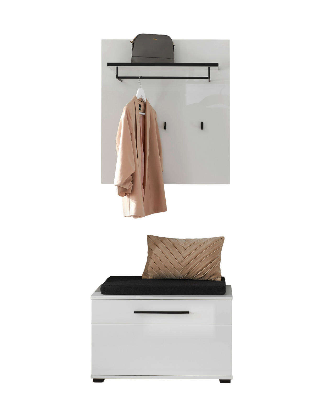 GARDEROBE 3-teilig  in 80/200/39 cm  - Weiß Hochglanz/Weiß, MODERN, Holzwerkstoff (80/200/39cm) - MID.YOU