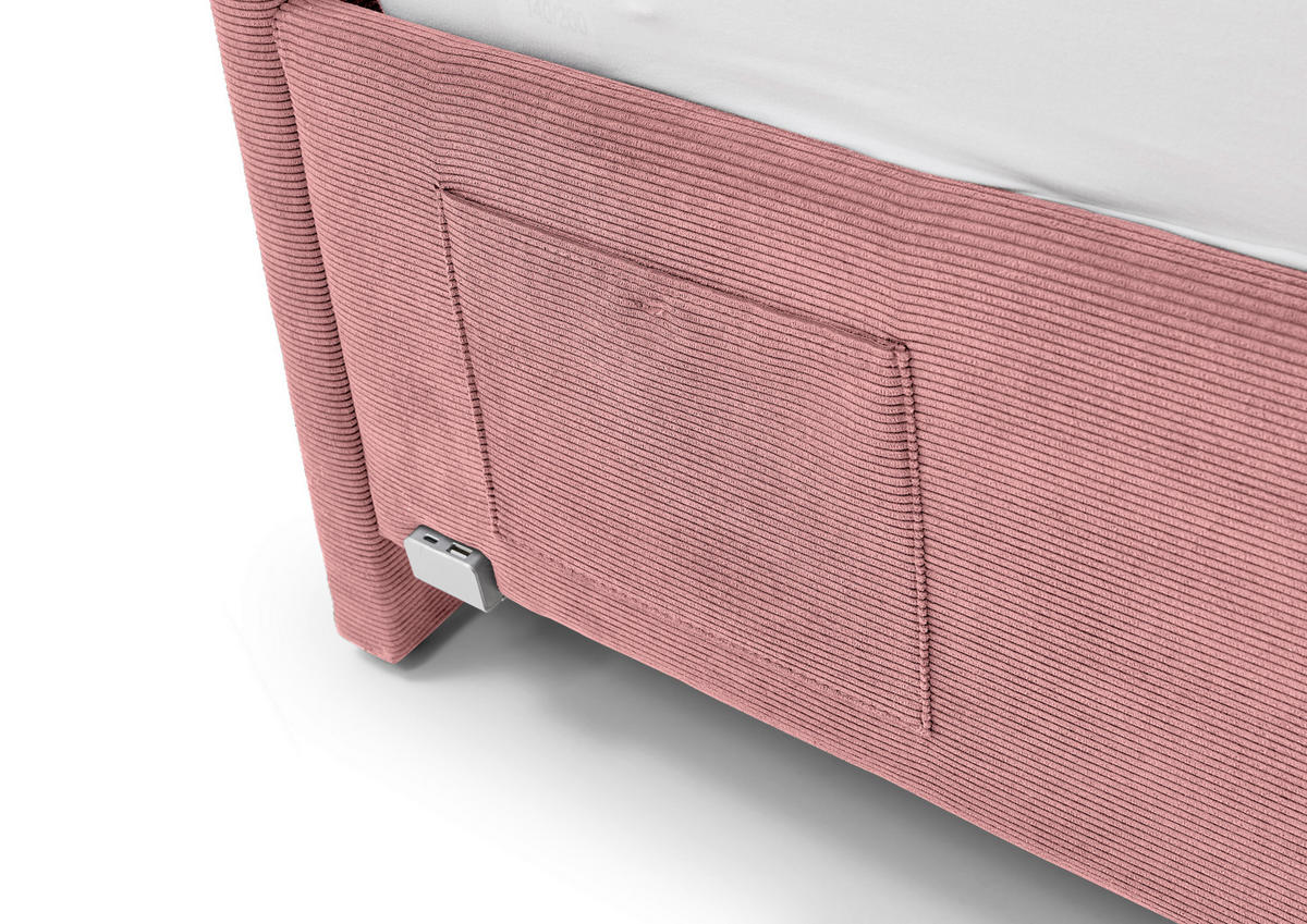 POLSTERBETT 140/200 cm  Rosa  - Eichefarben/Rosa, Konventionell, Holz/Textil (140/200cm) - Stylife