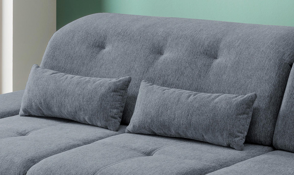 ECKSOFA in Chenille Hellblau  - Chromfarben/Hellblau, Design, Textil/Metall (300/196cm) - Livetastic