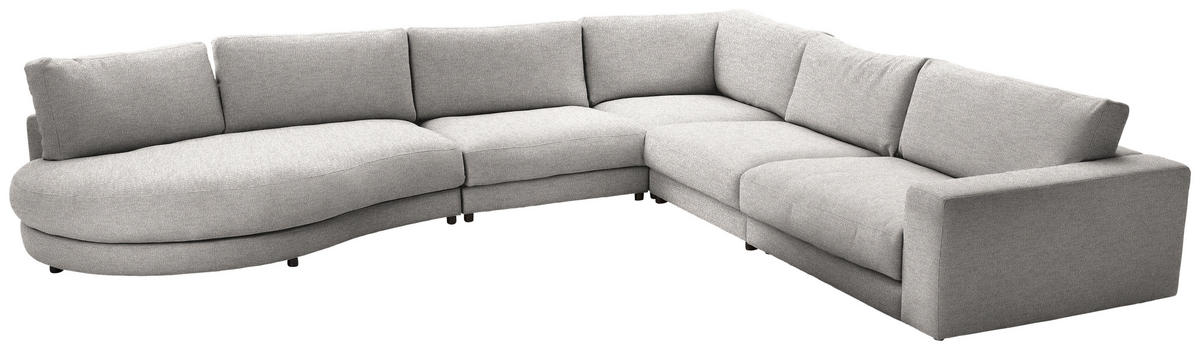 ECKSOFA in Flachgewebe Hellgrau  - Hellgrau/Schwarz, Design, Kunststoff/Textil (425/365cm) - Lomoco