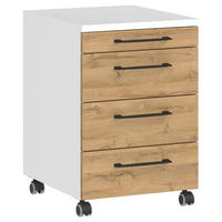 ROLLCONTAINER Weiß, Eichefarben  - Eichefarben/Schwarz, MODERN, Holzwerkstoff/Kunststoff (42/61/49cm) - Germania