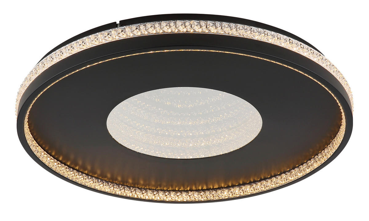 LED-DECKENLEUCHTE WALTRAUD 50/6,5 cm   - Klar/Schwarz, Trend, Kunststoff/Metall (50/6,5cm) - Globo