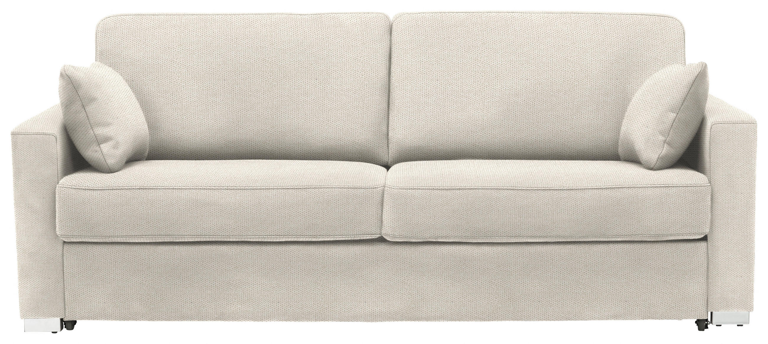 SCHLAFSOFA  in Webstoff Creme  - Chromfarben/Creme, KONVENTIONELL, Textil/Metall (208/86/97cm) - Novel