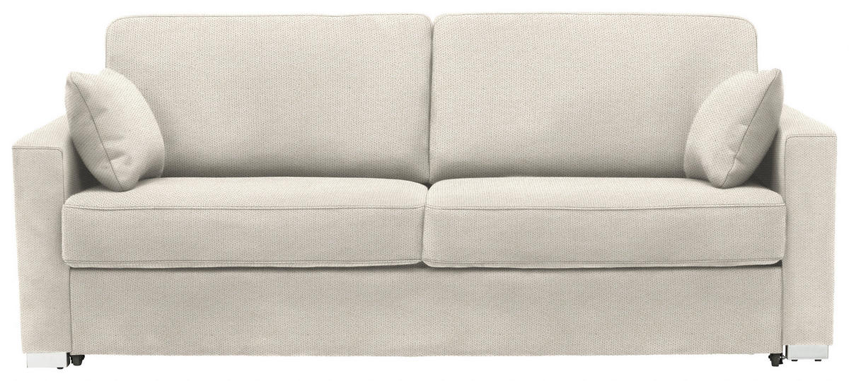 SCHLAFSOFA Webstoff Creme  - Chromfarben/Creme, KONVENTIONELL, Textil/Metall (208/86/97cm) - Novel