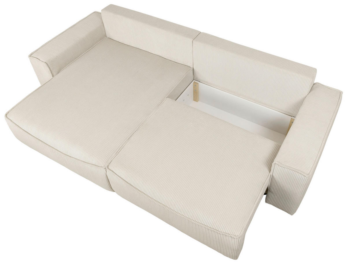 ECKSOFA Naturfarben Cord  - Schwarz/Naturfarben, KONVENTIONELL, Kunststoff/Textil (148/265cm) - Carryhome