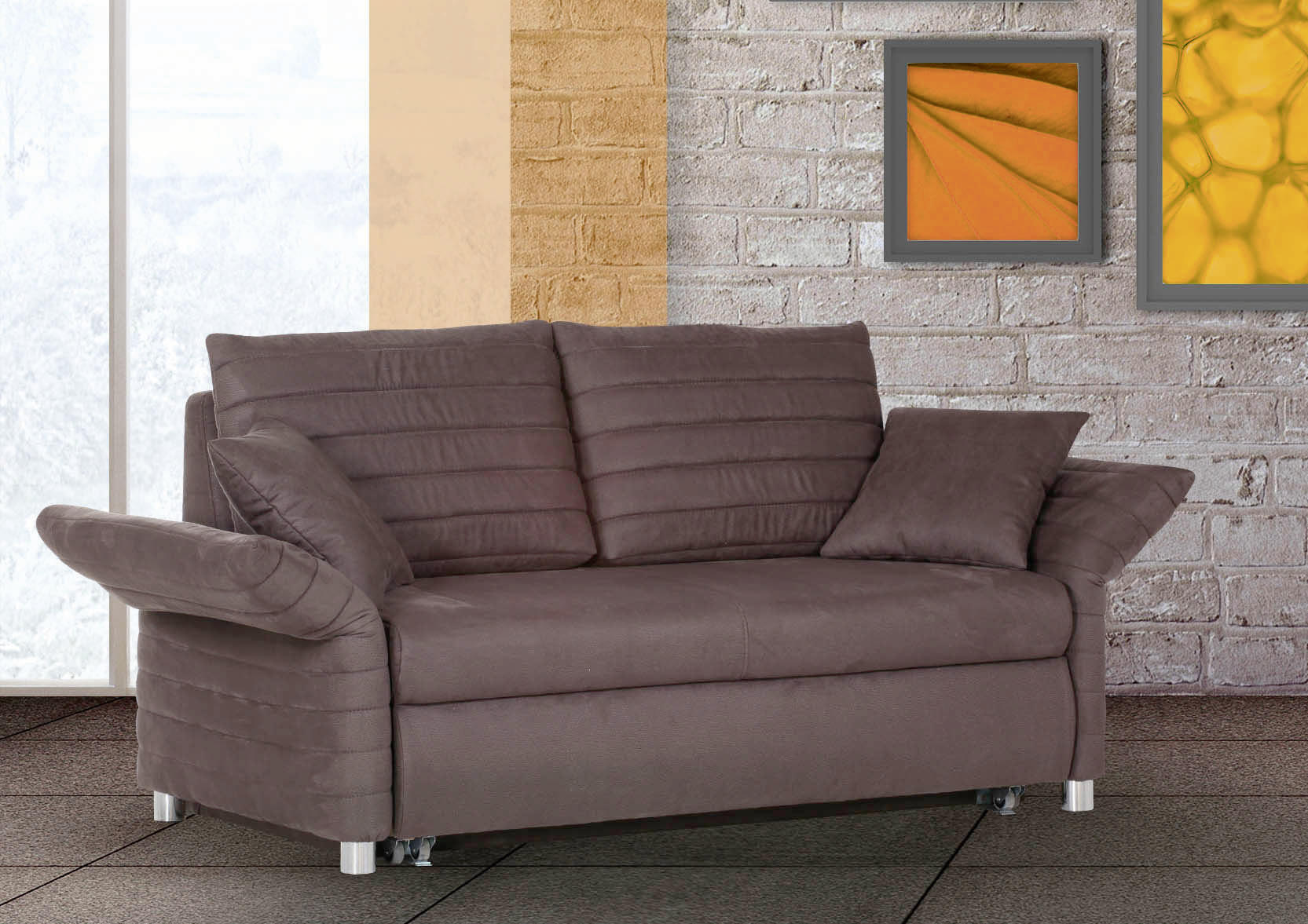 TROSJED NA RAZVLAČENJE tekstil tamno smeđa - tamno smeđa/boje kroma, Design, tekstil (176/205/81/46/98cm) - Carryhome