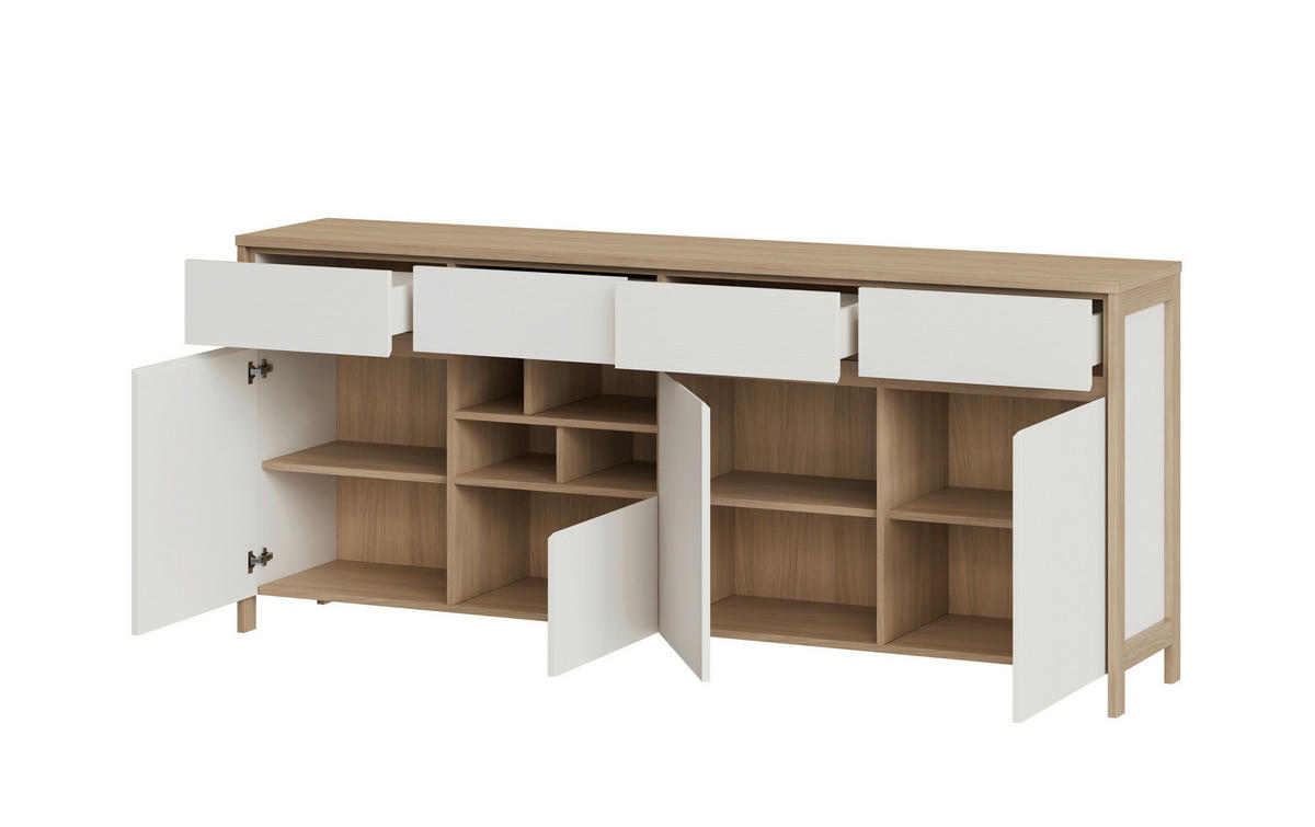 SIDEBOARD  193/85/39 cm 4 Schublade(n)  - Eichefarben/Weiß, Design, Holzwerkstoff (193/85/39cm) - MID.YOU
