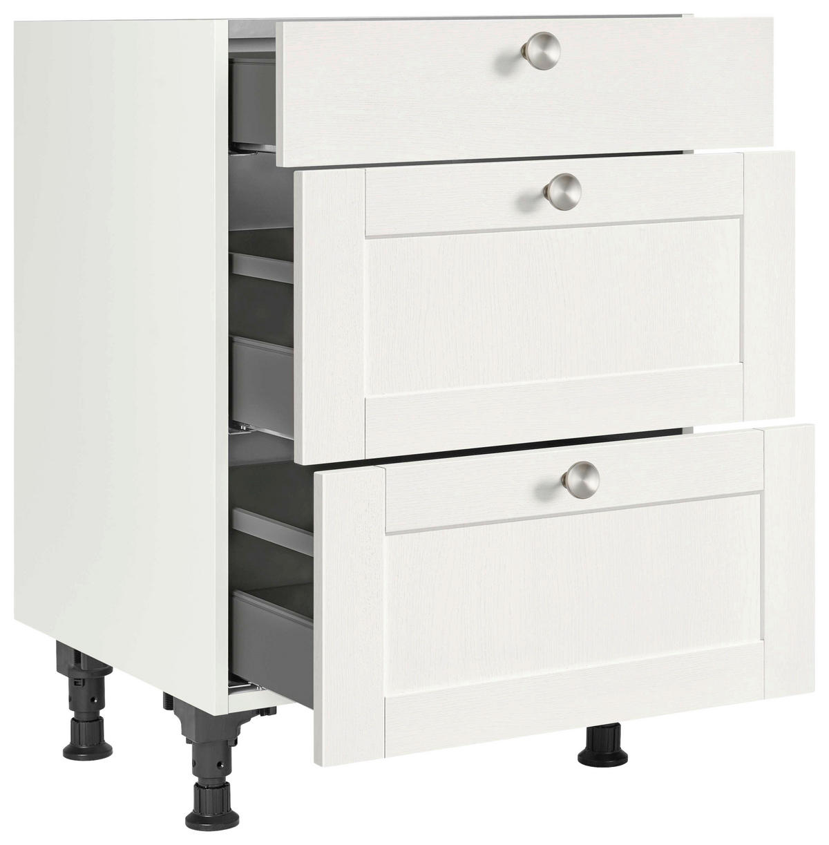 SCHUBKASTENUNTERSCHRANK 60/87/56 cm  in Weiß  - Edelstahlfarben/Weiß, MODERN, Holzwerkstoff/Metall (60/87/56cm) - Nobilia