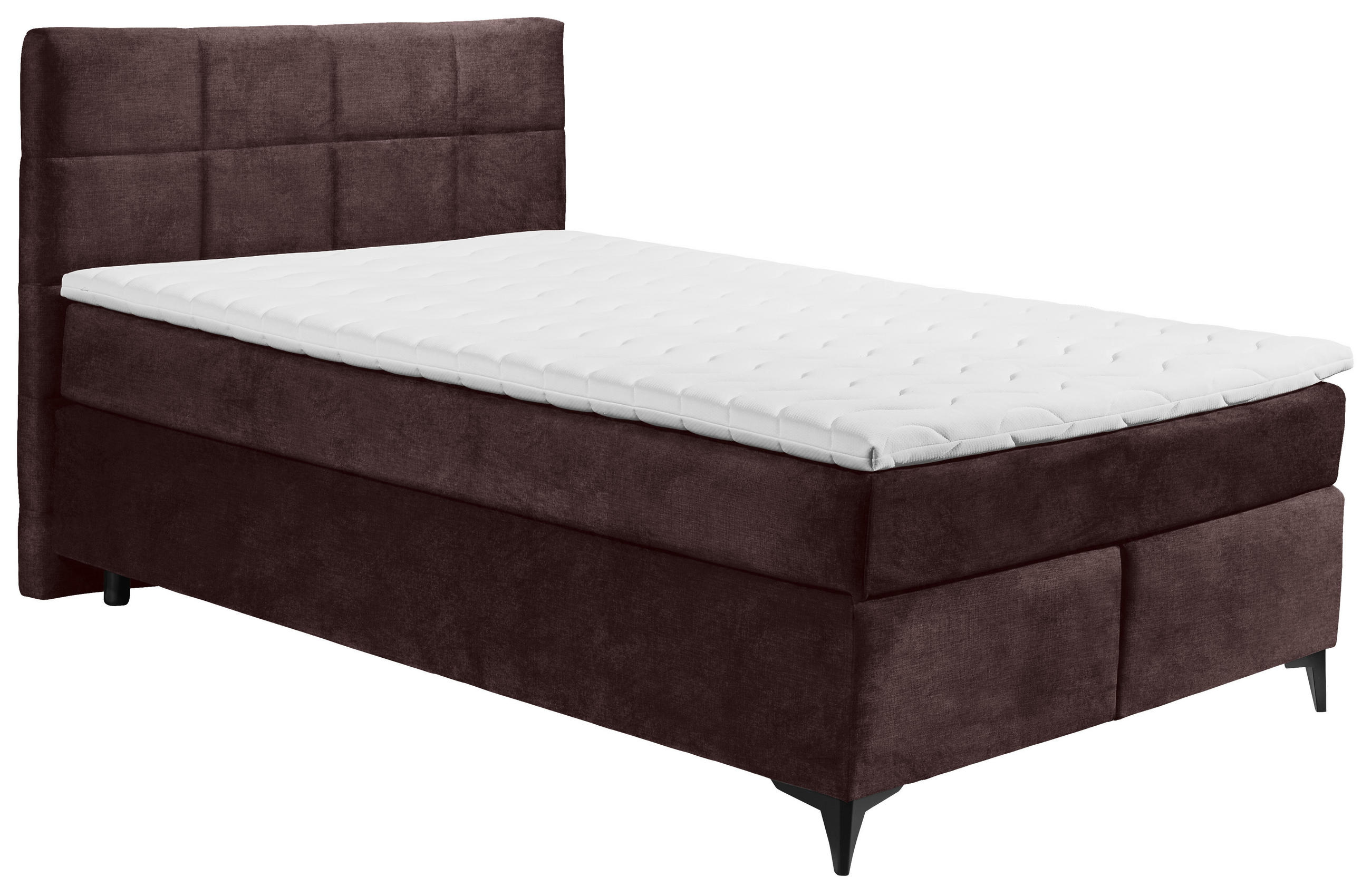 BOXSPRINGBETT 140/200 cm  in Aubergine  - Aubergine/Schwarz, Design, Holzwerkstoff/Kunststoff (140/200cm) - Xora