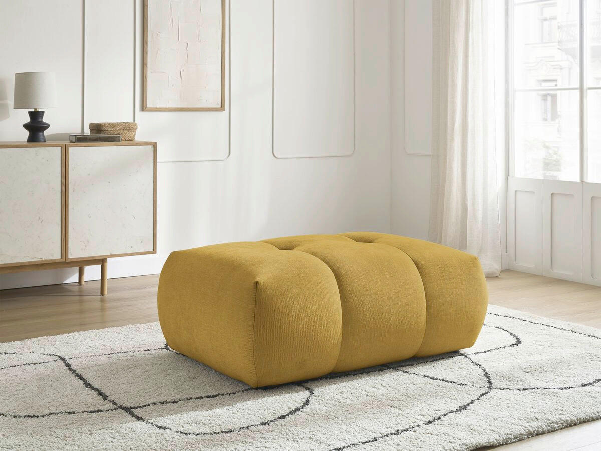 HOCKER FUJI  Leinenoptik Gelb  - Gelb/Schwarz, MODERN, Kunststoff/Textil (112/44/80cm)