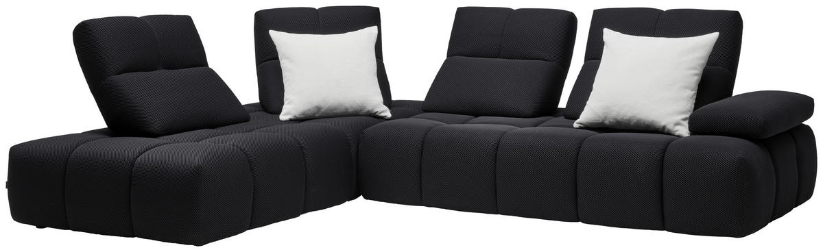 ECKSOFA in Struktur Schwarz  - Schwarz, Design, Kunststoff/Textil (233/313cm) - Emilio Belluti