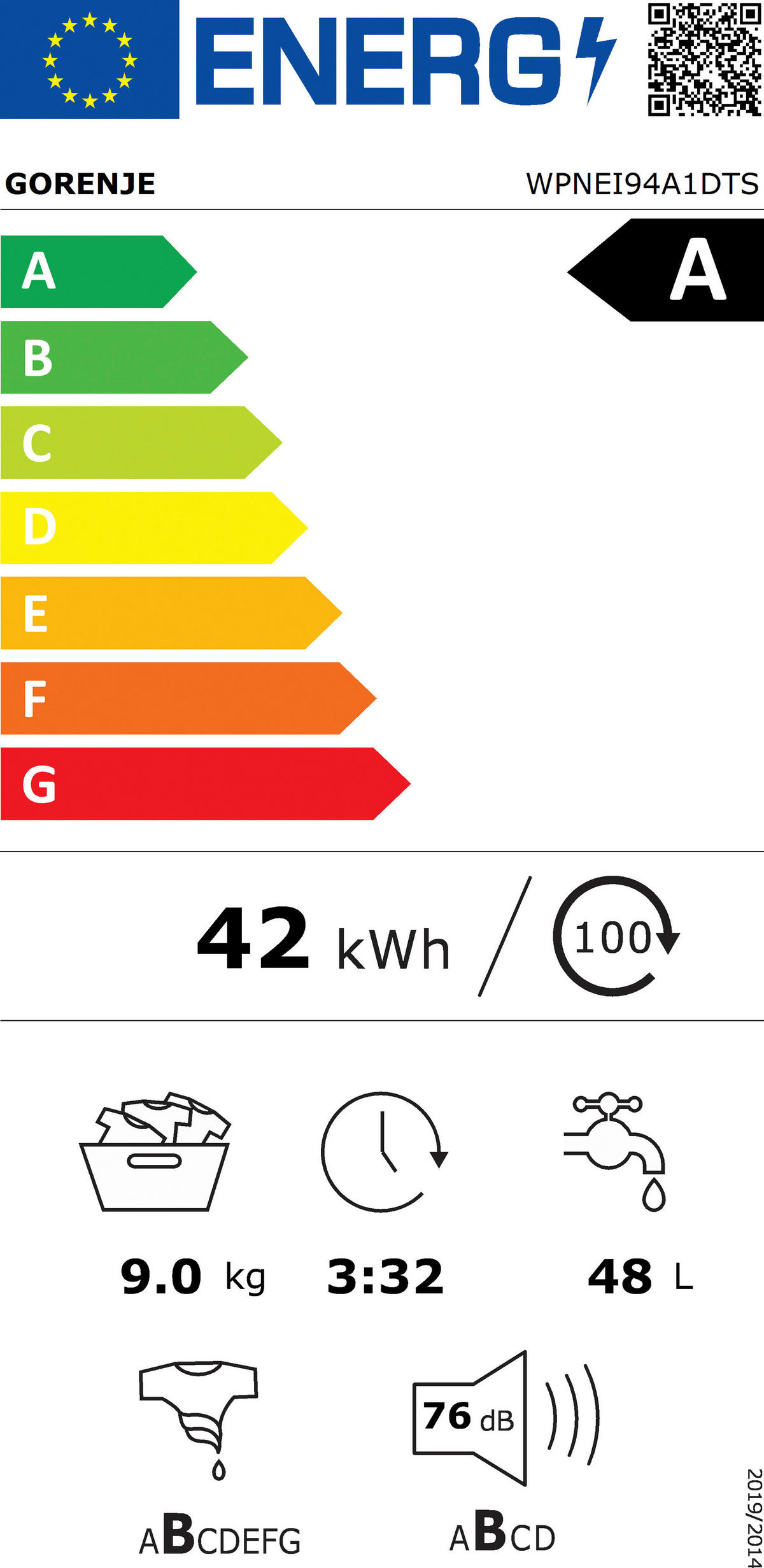WASCHMASCHINE WPNEI84A1DTS   - Weiß, Basics, Glas/Kunststoff (60/85/54,5cm) - Gorenje