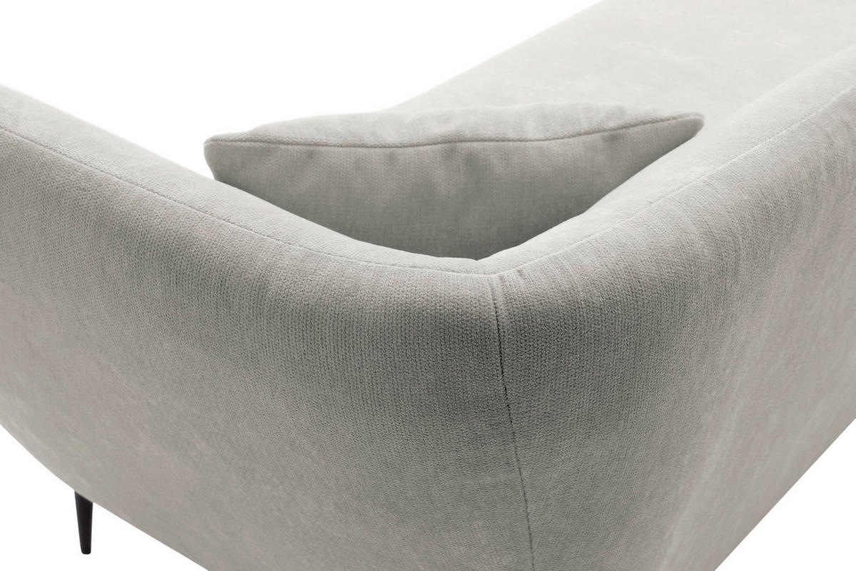 RÉCAMIERE Platinfarben Chenille Zierkissen, Rücken echt  - Platinfarben/Schwarz, KONVENTIONELL, Textil/Metall (224/70/97cm) - Hom`in