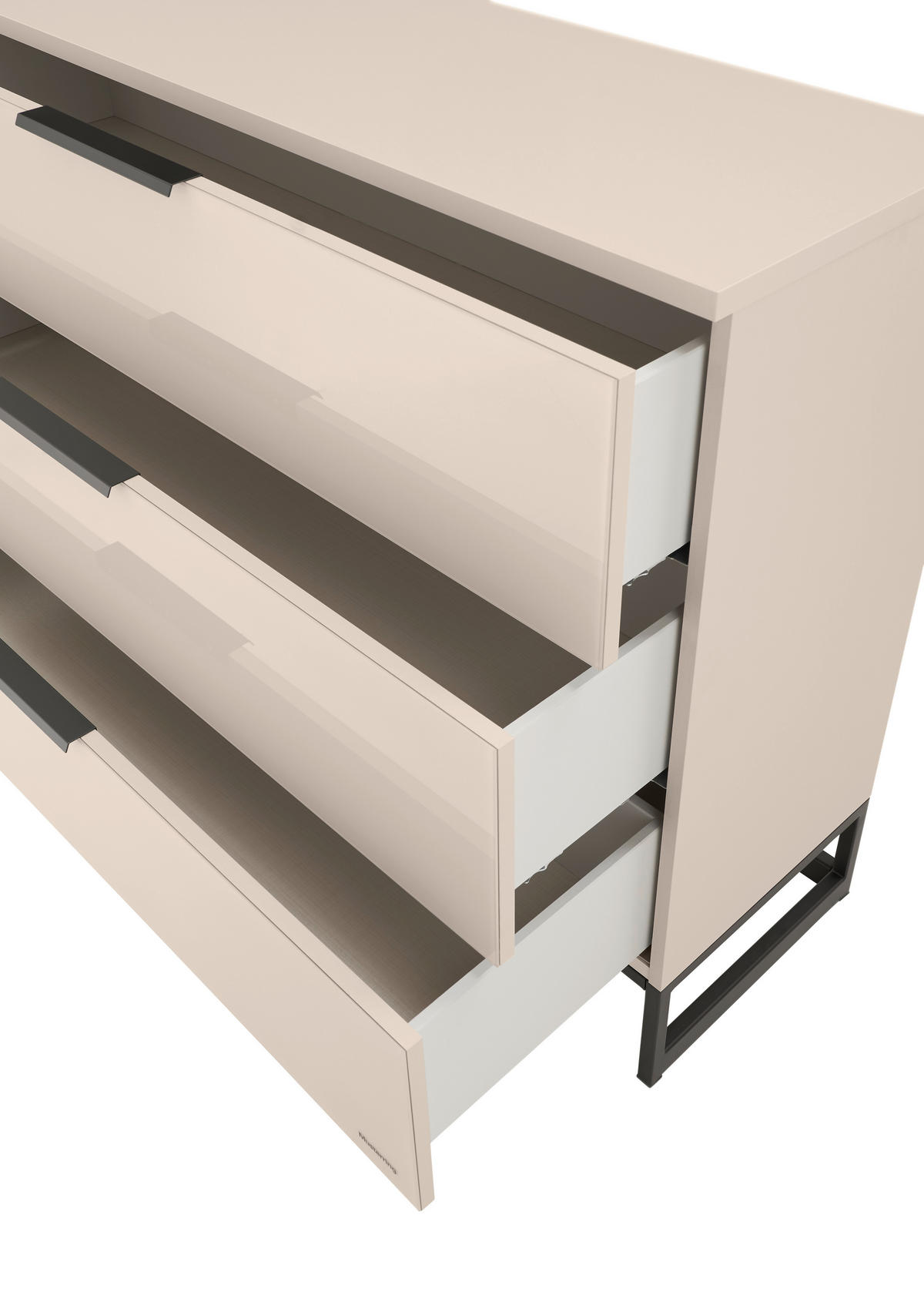 KOMMODE  in 120/95/40 cm  - Sandfarben/Schwarz, Design, Glas/Holzwerkstoff (120/95/40cm) - Musterring