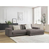 ECKSOFA  LEONARD Taupe Cord  - Taupe/Schwarz, MODERN, Kunststoff/Textil (274/159cm)