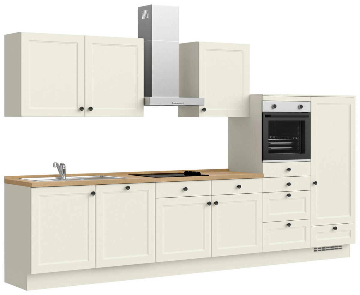 KÜCHENBLOCK Cascada 360 cm  in Weiß, Eichefarben  - Eichefarben/Schwarz, MODERN, Holzwerkstoff/Metall (360cm) - Nobilia