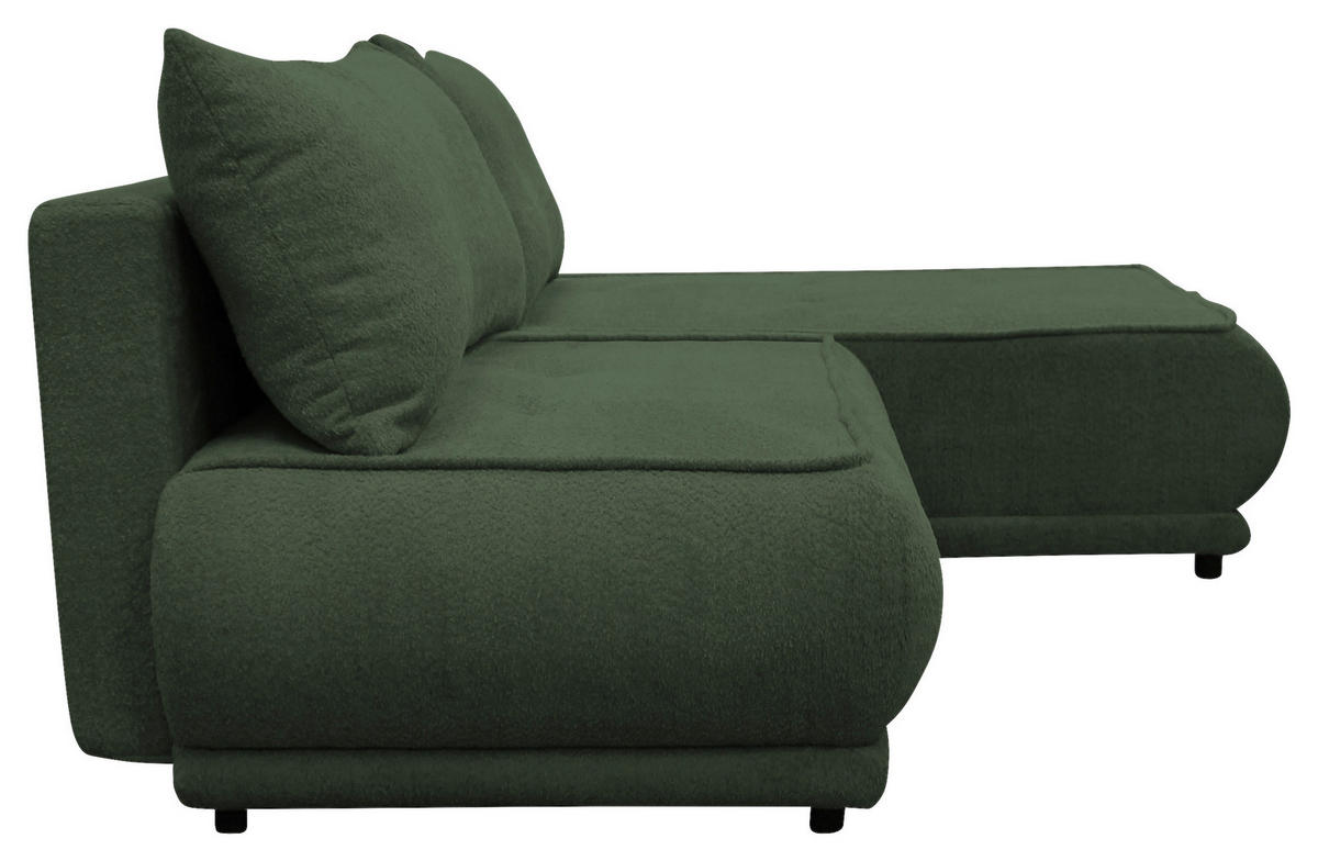 ECKSOFA  PAROS Dunkelgrün Bouclé  - Dunkelgrün/Schwarz, Design, Kunststoff/Textil (277/179cm) - MID.YOU