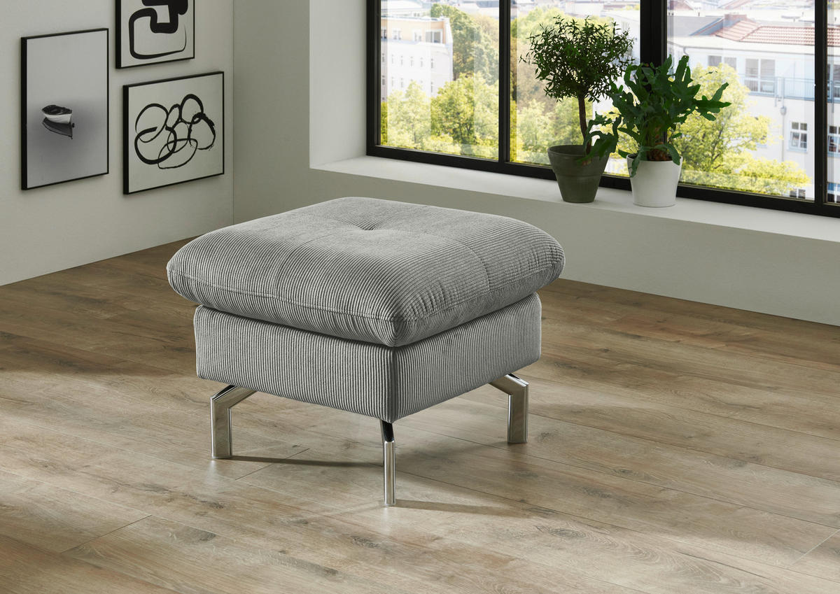 3-SITZER-SOFA Feincord Silberfarben  - Chromfarben/Silberfarben, Design, Textil/Metall (194/87/105cm) - Beldomo Style