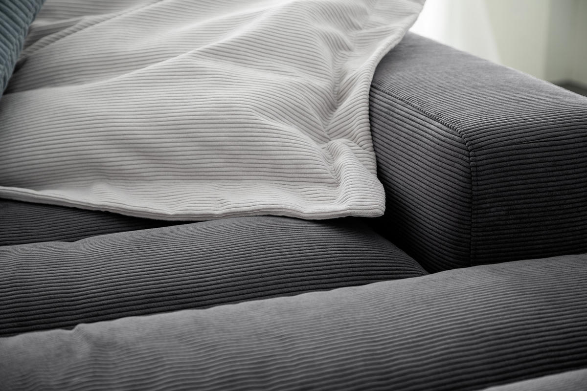 ECKSOFA in Cord Anthrazit  - Anthrazit/Schwarz, Design, Textil/Metall (296/207cm) - Dieter Knoll