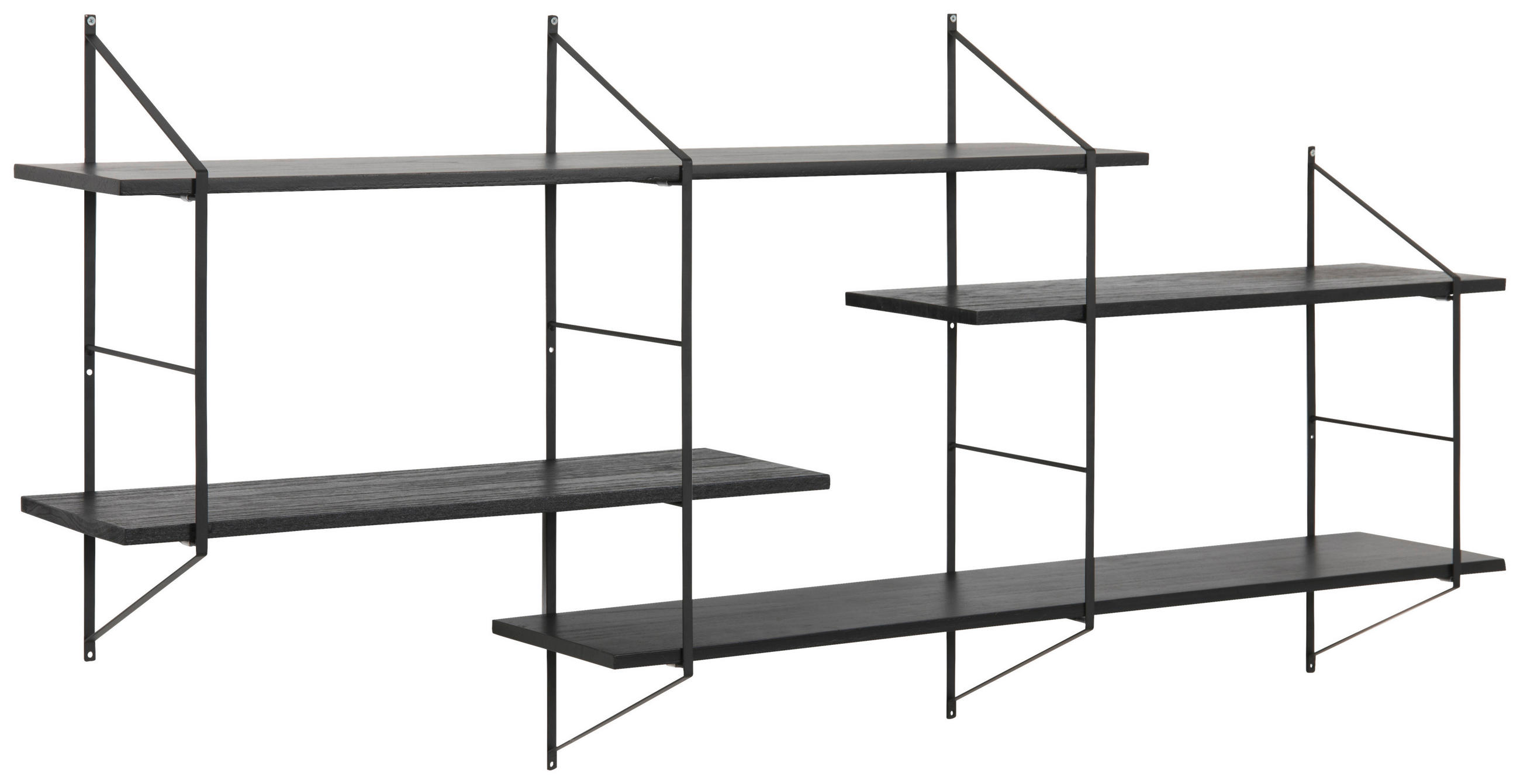 REGAL 191/79/25,5 cm črna  - črna, Design, kovina/les (191/79/25,5cm) - Lomoco