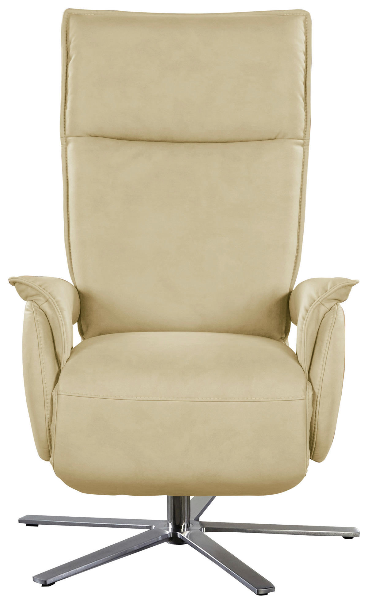 RELAXSESSEL in Leder Creme  - Edelstahlfarben/Creme, Modern, Leder/Metall (77/116/80cm) - Livetastic