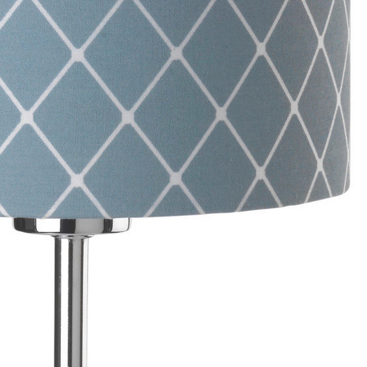 STOLNÁ LAMPA, E14, 15/35 cm  - modrá/biela, Konventionell, kov/textil (15/35cm)