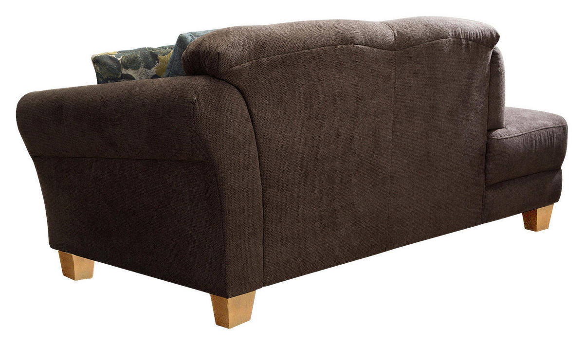 RÉCAMIERE Dunkelbraun Flachgewebe  - Dunkelbraun/Naturfarben, KONVENTIONELL, Holz/Textil (194/84/91cm) - Sit & More