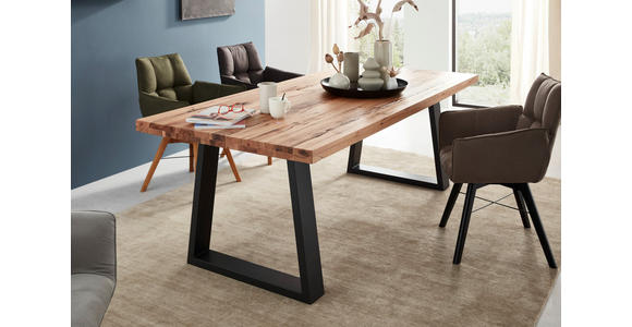 ESSTISCH in Holz, Metall 220/100/76 cm  - Wildeiche/Anthrazit, Design, Holz/Metall (220/100/76cm) - Waldwelt