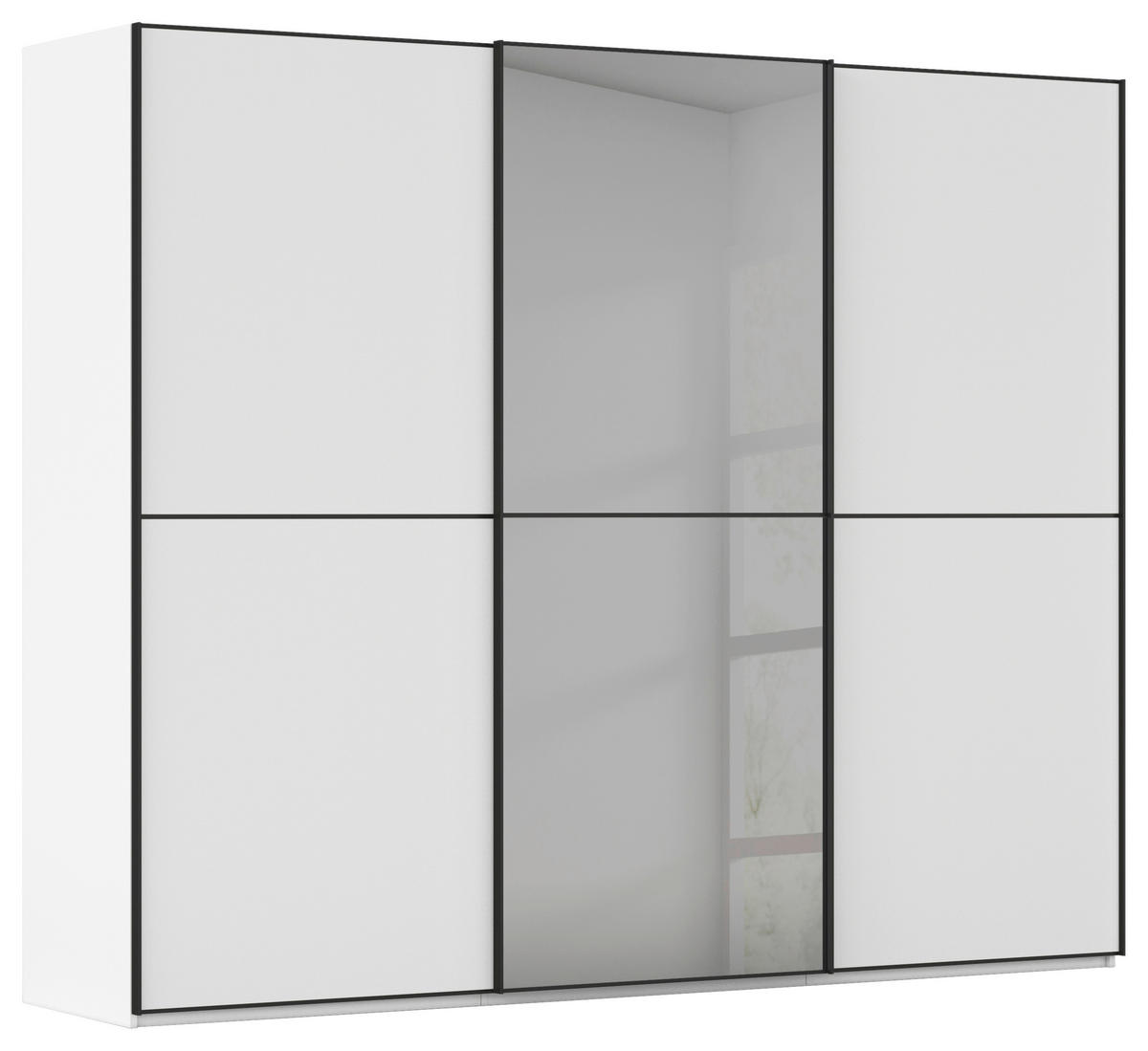 SCHWEBETÜRENSCHRANK  in Weiß  - Schwarz/Weiß, KONVENTIONELL, Glas/Holzwerkstoff (242/223/68cm) - Novel