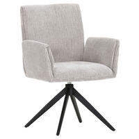 ARMLEHNSTUHL  , Stoffauswahl, Sitzfläche 360° drehbar, automatische Rückholfunktion  , Cord  ,  - Beige/Schwarz, Design, Textil/Metall (65/90/60cm) - Novel